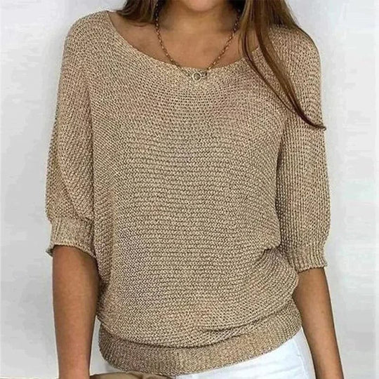 Milena™ Pulover elegant din tricot cu mâneci scurte