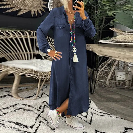 Vena™ Rochie Boho denim elegantă